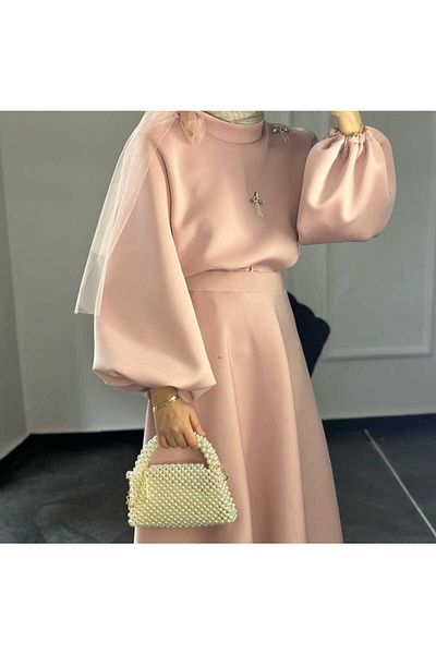 Uçan Fil Pink Tessature Top and Bottom Set