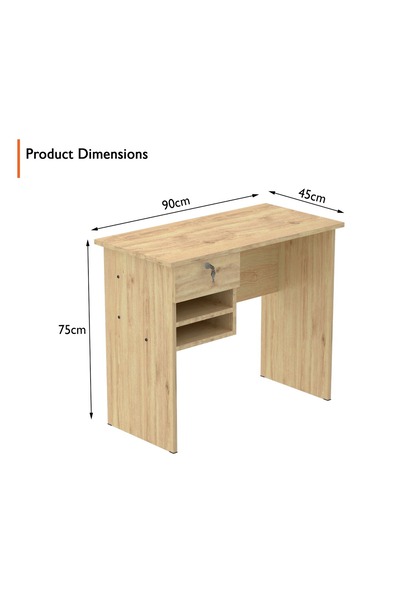 Mahmayi MP1-9045 Solama Office Desk with Paper Rack - Oak Brown
