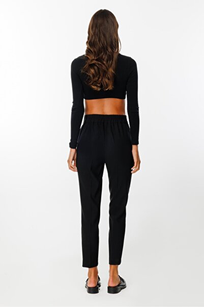 Moda İlgi Modailgi Arka Kemeri Lastikli Yandan Cepli Pantolon - 7057 Siyah
