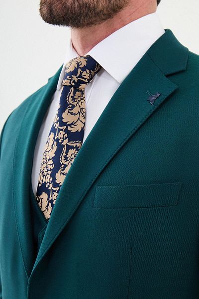 Mcr Straight Slim Fit Mono Collar Men's Suit Emerald - 45352.24K
