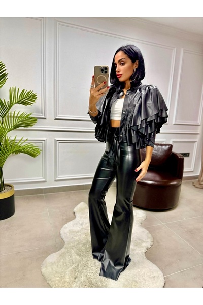 waya İspanyol Paça Deri Pantolon