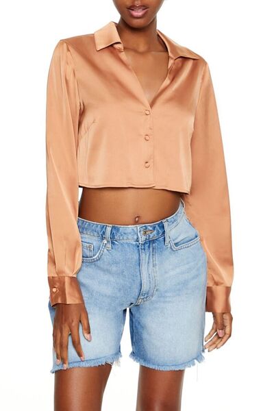 Forever 21 Saten Crop Gömlek