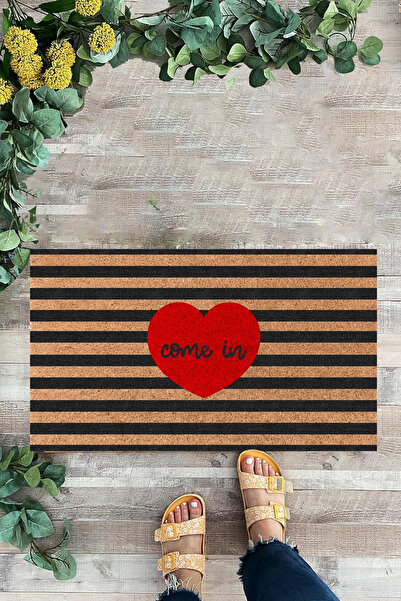 KARMAT Χαλάκι πόρτας με σχέδιο καρδιάς, χαλάκι με το κείμενο «Come In», χαλάκ...