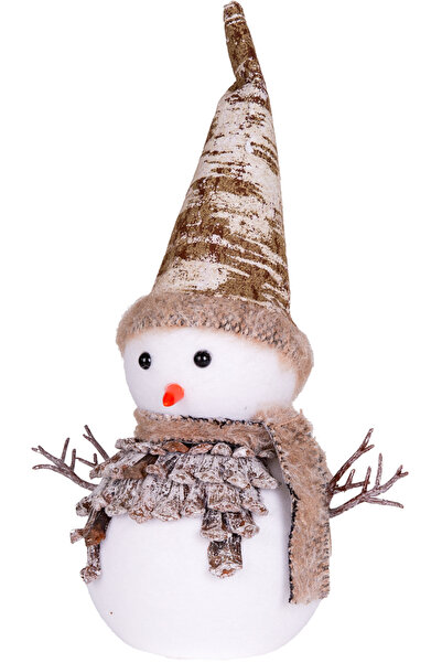 Herdekora Новорічна прикраса Сніговик у новорічній шапці, коричнево-білий, 25,5x10x37 см.