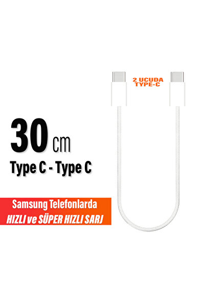 EXENAR Kısa 30cm TYPE C Şarj Kablosu 60W HIZLI Type-C Girişli Samsung Telefon...
