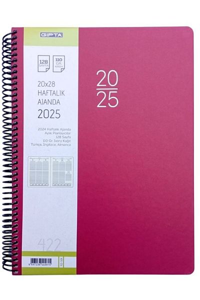 Gıpta 2025 Model Spiral Weekly Agenda - Hard Cover 20*28 cm 422-Sek