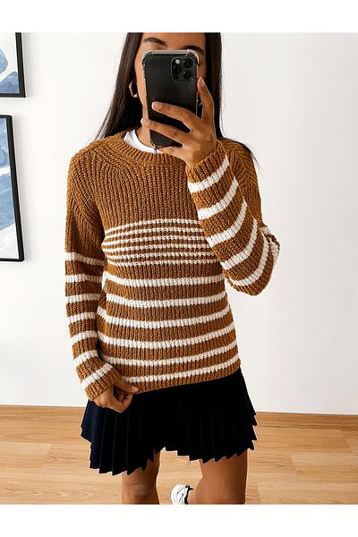 Jose Clothing Bethas Premium Yarn Striped Oversize Jesim Crew Deck Tricoturi Pulover