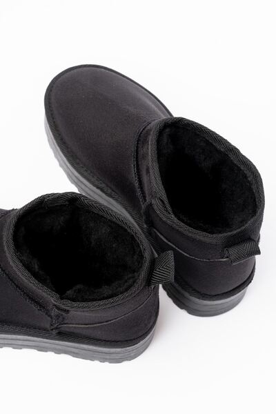 serkanseyyid Ndr-2850 Black Suede Fur Lined Winter Closed Toe Women's Casual Slippers