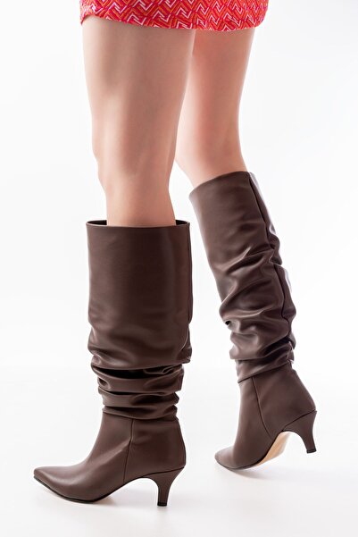 serkanseyyid SR-2001 Καφέ μπότες με λεπτό τακούνι καθημερινά