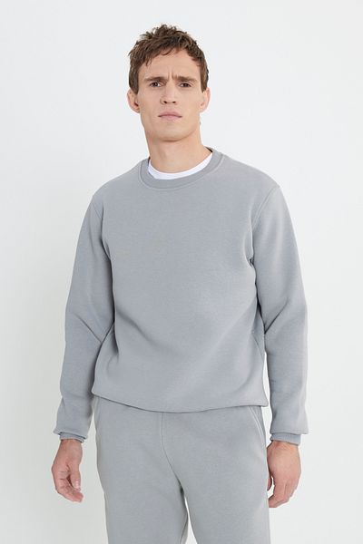AC&Co / Altınyıldız Classics Ανδρική φόρμα αθλητικής φόρμας γκρι φλις βαμβακερή - 3 κλωστές, τσέπες, τυπική εφαρμογή