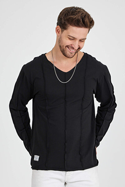 rammers Μακρυμάνικο μπλουζάκι με λαιμόκοψη V με λεπτομέρεια