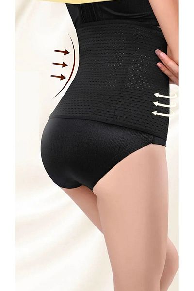 femmefinesse Black Color Postpartum Comfortable Recovery and Supporting Breathable Maternity Waist Corset