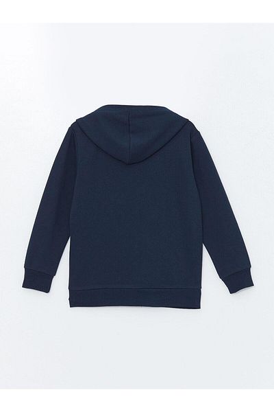 LC Waikiki Lcw Kids New Black Hooded Boy Zippered Sweatshirt