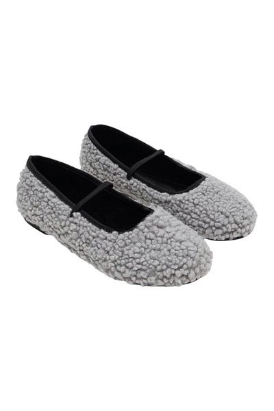 Liger Soft and Single Striped Plush Women's Ballerinas - Furnish