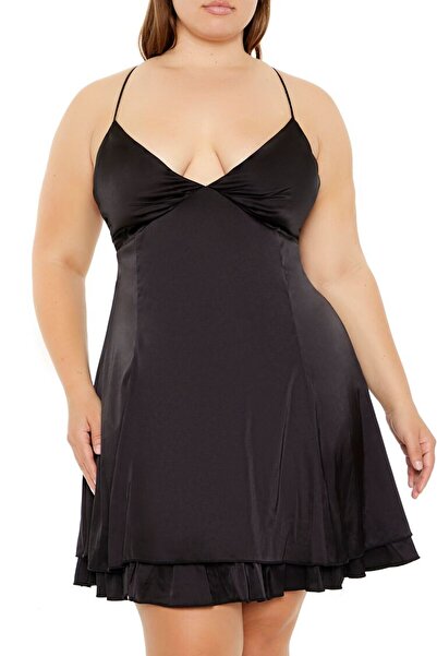 Forever 21 Plus Size Çapraz Askılı Mini Elbise