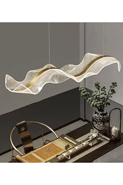 burenze Luxury Gold Sarı Kademeli 3 Renk Işıklı Elegance Led Avize Şık Görsellik Katar Special Edition