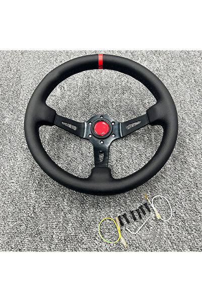 Choice عجلة قيادة جلدية عالمية حمراء مقاس 13 بوصة، كبيرة مقعرة، مقعرة عميقة، ...