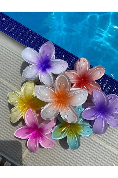 The GB Design Lotus Çiçek Parlak Akrilik Kadın Mandal Toka - Hibiscus Lüks Çiçek Toka - Lotus Çiçeği