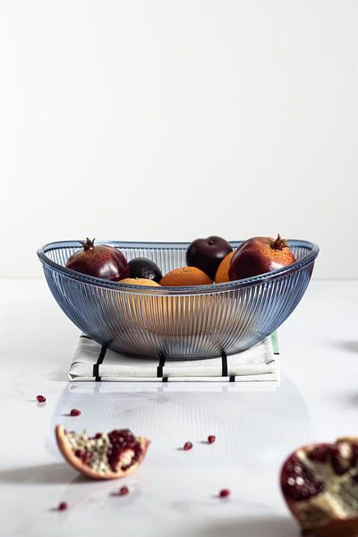 solymos Acrylic Baroque Navy Blue Large Oval Fruit & Salad Bowl & Mixing Bowl / 3.3 Lt (NOT GLASS)