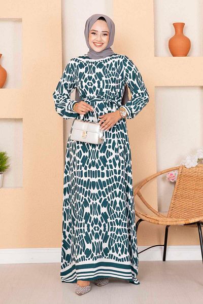 EBRUTESETTÜR Zebra Pattern Viscose Hijab Dress