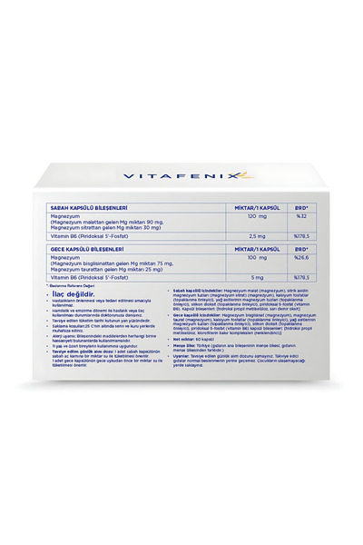Vitafenix Magna P Magnezyum Ve Vitamin B6 İçeren Kapsül Takviye Edici Gıda (Yeni Ambalaj)