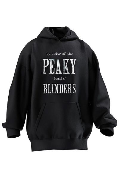 NMG TEKSTİL Унисекс черен памучен суитшърт с качулка и щампа Peaky Blinders - 3 прежди