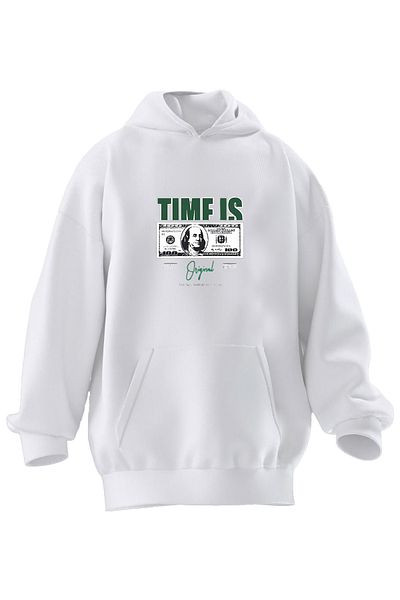 NMG TEKSTİL Φούτερ Unisex Premium Cotton White Times Dollars με κουκούλα με 3 νήματα