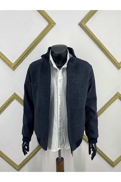 Sadık Collection Кашмирено палто с яка стойка, стандартна кройка, ластик на талията и ръкавите 1511