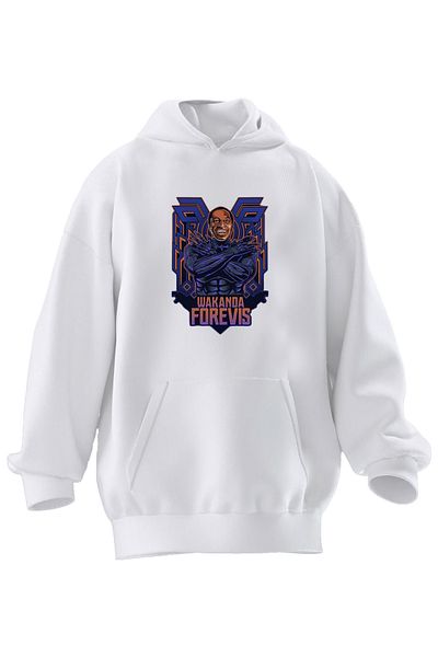 NMG TEKSTİL Λευκό Wakanda Forevis Printed - Φούτερ με κουκούλα Unisex 3 νημάτων