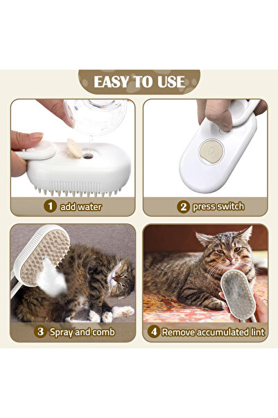TOYFEST Soft Silicone Handle Steam Cat Comb, Steam Cat & Dog Washing Brush Comb