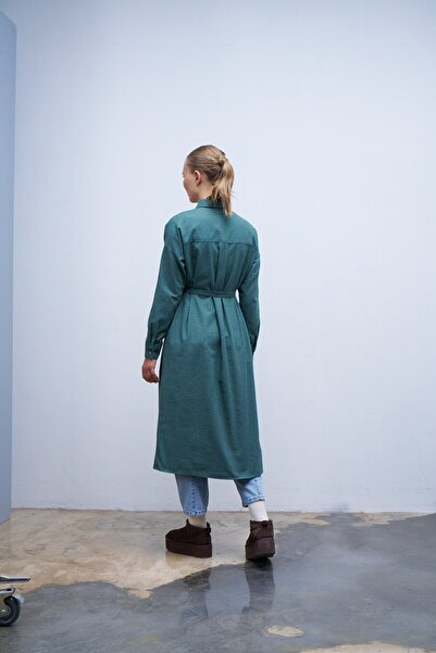 QANU Kuşaklı Gömlek Yeşil