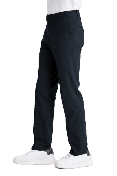 Varetta Men's Navy Blue Pocketed Casual Chino Regular Cut Lycra Canvas Trousers