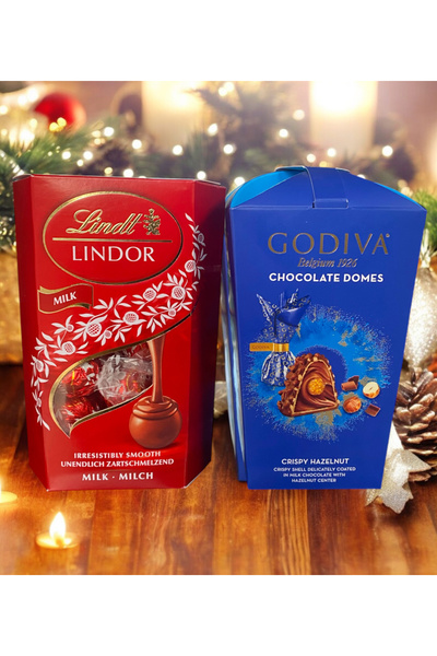 Godiva Lindt Lindor Sütlü ve Godiva Fındıklı Çikolata 2li