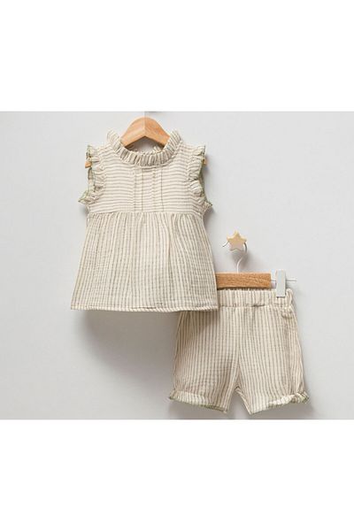 Tongs Baby طقم موسلين مكون من قطعتين - أخضر