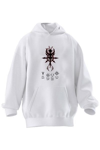 NMG TEKSTİL Φούτερ με κουκούλα Unisex από βαμβακερό σχέδιο Premium White Star - 3 νήματα