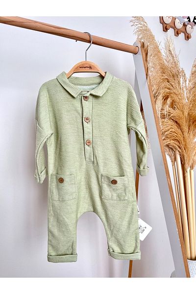Flexi Buttoned Jumpsuit - Green