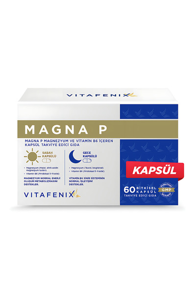 Vitafenix Magna P Magnezyum Ve Vitamin B6 İçeren Kapsül Takviye Edici Gıda (Yeni Ambalaj)