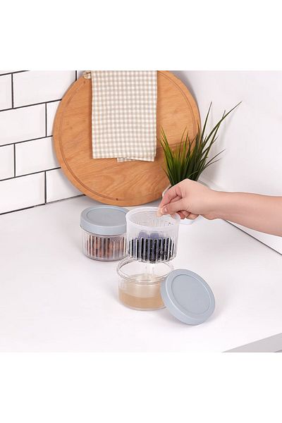 EbruliHomeArt 2 Pieces Olive Storage Container with Strainer Pickle Storage Container 500 ml