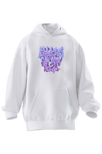 NMG TEKSTİL Φούτερ Unisex Premium Cotton White All Eys με κουκούλα με 3 νήματα