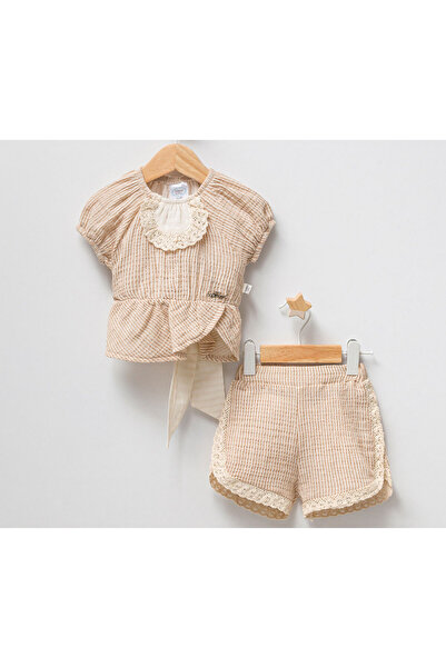 Tongs Baby Guipure Detail 2 Piece Set - Beige