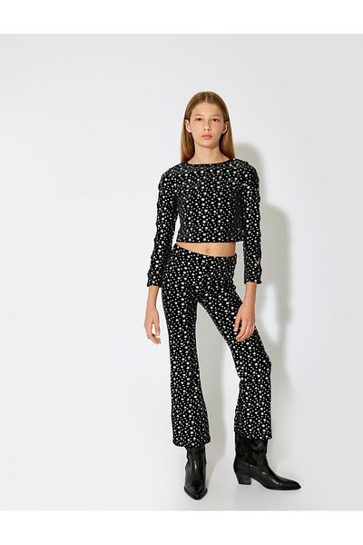 Koton Black Patterned Girl's Trousers 5Wkg40138Ak