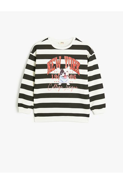 Koton Dog Printed Crew Neck Long Sleeve Sweatshirt