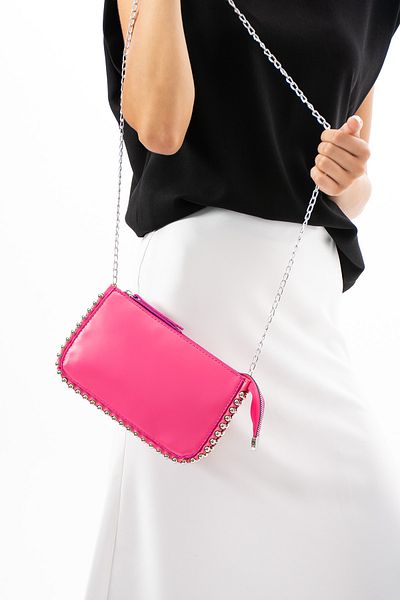 NBİBAGS Geantă de mână și de umăr pentru femei, mini cu margele fucsia