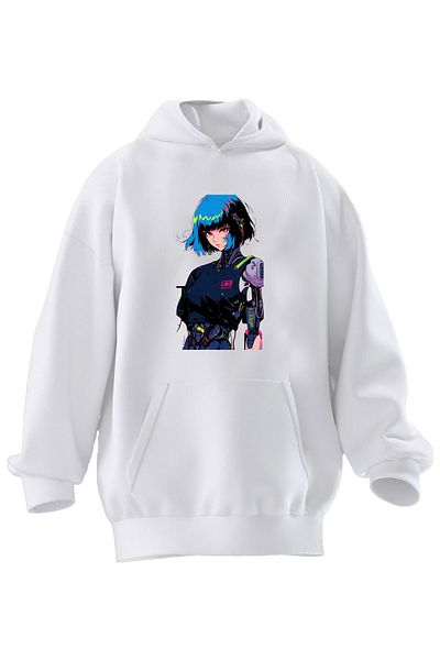 NMG TEKSTİL Φούτερ Unisex Premium Cotton White Phantom Liberty με κουκούλα με 3 νήματα
