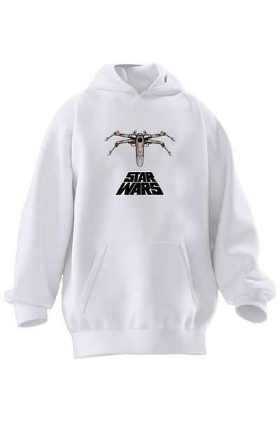 NMG TEKSTİL Φούτερ Unisex Premium Cotton White Star Vehicle με κουκούλα με 3 νήματα