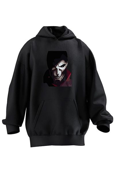 NMG TEKSTİL Унисекс черен суитшърт с качулка Jhin Lol Adc Printed -3 Thread