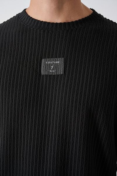 İLKCET MODA Ανδρικό φούτερ Oversize με ραβδώσεις μπροστά