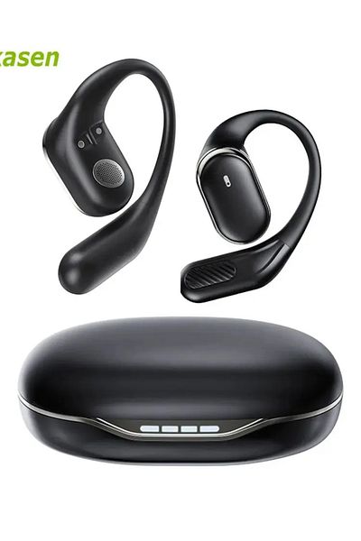 Choice black Bluetooth 5.4 Headphones Wireless Open Ear Earbuds 60 Hrs Playtime Dual Mic Clear Call Sports