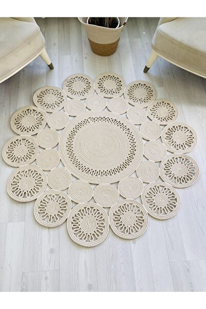 my doğa store jüt Hasır görünümlü Desenli Modern El Örgüsü daire Halı Kilim