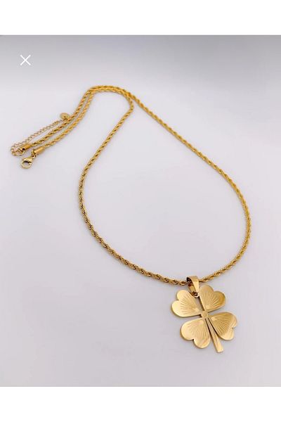 Çelik Steel Clover Necklace Gold High Quality Colorfast Guaranteed